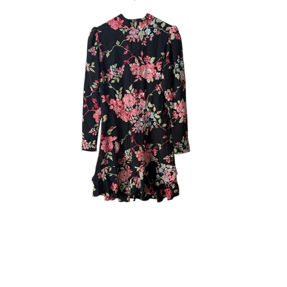 Single LA Floral Embroidered Sequin Long Sleeve Dress Black M - Picture 2 of 8